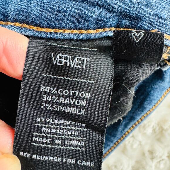 Vervet by Flying Monkey High Rise Skinny Fit Cotton Denim Blue Jeans VT106 Sz 24 - Picture 6 of 10
